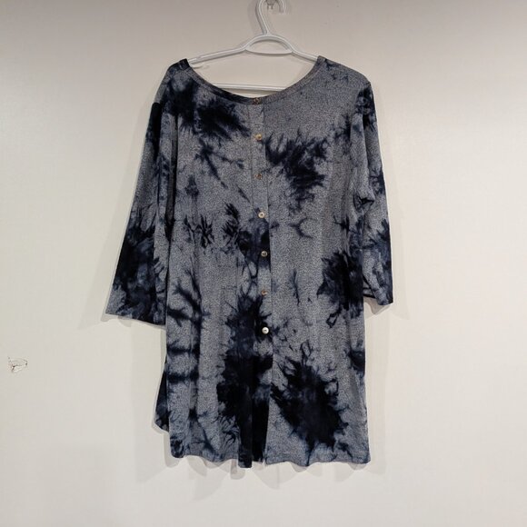 Coin 1804 Tie Dye 3/4 Sleeve Top Blue Navy Size 2X - Picture 4 of 4